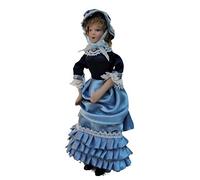 Melody Jane Dolls House Victorian Lady Frilly Dress Miniature