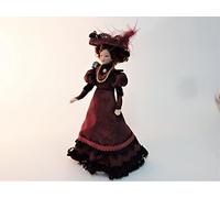 Melody Jane Dolls House Victorian Lady in Plum Outfit Miniature People Porcelain