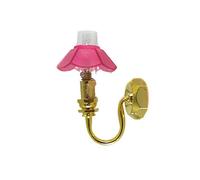 Melody Jane Dolls House Wall Light Cranberry Chimney Shade Pink 12V Lamp Electric Lighting