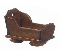 Melody Jane Dolls House Walnut Rocking Cradle Crib Cot Miniature 1:12 Nursery Furniture