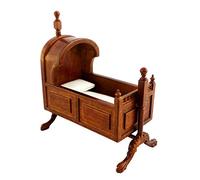 Melody Jane Dolls House Walnut Tudor Hooded Rocking Cradle Cot Crib JBM Nursery Furniture
