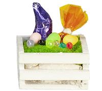 Melody Jane Dolls House White Easter Crate & Chocolate Bunny Miniature Nursery Accessory 1:12