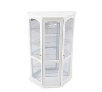 Melody Jane Dolls House White Mirrored China Curio Display Cabinet Miniature Shop Furniture