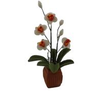 Melody Jane Dolls House White Red Lilly Flowers Square Terracotta Plant Pot Garden Accessory