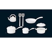 Melody Jane Dolls House White Saucepan Pan Set Miniature Kitchen Accessory