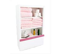 Melody Jane Dolls House White Shelf Unit & Pink Accessories Miniature Bathroom Furniture