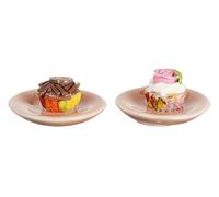 Melody Jane Dolls Houses 2 Fancy Cup Cake on Plate Cafe Dining Room Accessory