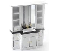 Melody Jane Dolls Houses Modern Vanity Sink Unit Black & White Bathroom Furniture