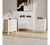 Melody Maison 3 Drawer Chest Of Drawers And Pair Of Bedside Tables - Hales White Range