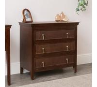 Melody Maison 3 Drawer Dark Brown Wooden Reeded Chest Of Drawers - Georgian Range