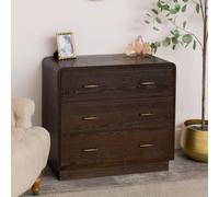 Melody Maison 3 Drawer Dark Wood Chest Of Drawers - Kingsley Range