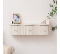 Melody Maison 3 Drawer Reeded Wall Mounted Floating Console & Dressing Table - Willow Taupe-Grey Range
