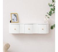 Melody Maison 3 Drawer Reeded Wall Mounted Floating Console & Dressing Table - Willow White Range