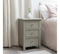 Melody Maison 3 Drawer Scalloped Bedside Table - Staunton Taupe Range