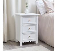 Melody Maison 3 Drawer Scalloped Bedside Table - Staunton White Range