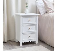 Melody Maison 3 Drawer Scalloped Bedside Table - Staunton White Range Melody Maison White
