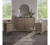 Melody Maison 6 Drawer Chest Of Drawers & Pair Of 3 Drawer Bedside Tables - Oslo Dark Wood Range