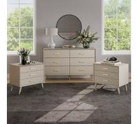 Melody Maison 6 Drawer Chest Of Drawers & Pair Of Large 3 Drawer Bedside Tables - Oslo Taupe Range
