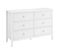 Melody Maison 6 Drawer Chest Of Drawers, Tall 5 Drawer Bedside Table, Pair Of 3 Drawer Bedside Tables & Dressing Table Set - Hales White Range Melody Maison White