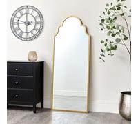 Melody Maison Antique Brushed Gold Arched Wall Mirror 155cm X 60cm in Metallic Gold | Size: 155 cm X 60 cm Melody Maison Metallic Gold 155 cm X 60 cm