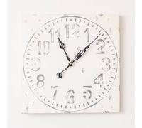 Melody Maison Antique Distressed White Square Clock With Grey Details - 50cm X 50cm | Size: 50 cm X 50 cm Melody Maison White 50 cm X 50 cm