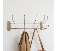 Melody Maison Antique Gold Curved Coat Hanger Rail With 5 Storage Hooks - 60cm Melody Maison Gold