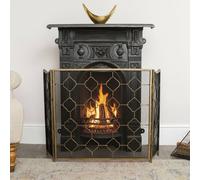 Melody Maison Antique Gold Geometric Detailed Metal Fire Screen - 106cm X 62.5cm | Size: 106 cm X 62.5 cm Melody Maison Gold 106 cm X 62.5 cm