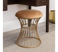 Melody Maison Antique Gold Metal Detailed Upholstered Dressing Table Stool
