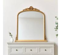 Melody Maison Antique Gold Ornate Arch Overmantle Mirror 88cm X 100cm in Metallic Gold | Size: 88 cm X 100 cm Melody Maison Metallic Gold 88 cm X 100 cm