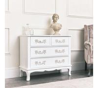 Melody Maison Antique White 4 Drawer Chest Of Drawers - Pays Blanc Range