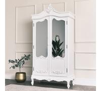 Melody Maison Antique White Mirrored Wardrobe - Pays Blanc Range Melody Maison White