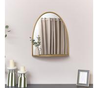 Melody Maison Arched Gold Mirror With Mirrored Shelf - 50Cm X 60Cm