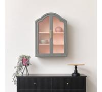 Melody Maison Arched Khaki Green & Peach Wall Cabinet 79Cm X 57Cm
