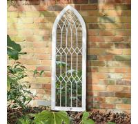 Melody Maison Arched White Distressed Chapel Fretwork Garden Mirror - 47cm X 142cm | Size: 47 cm X 142 cm Melody Maison White 47 cm X 142 cm
