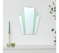 Melody Maison Art Deco Green Glass Fan Wall Mirror - 50cm x 40cm