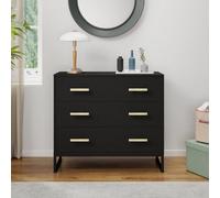Melody Maison Black 3 Drawer Chest Of Drawers - Luna Black Range
