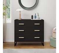 Melody Maison Black 3 Drawer Chest Of Drawers - Luna Black Range Melody Maison Black