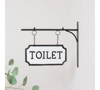 Melody Maison Black And White Metal Wall Mounted Hanging Toilet Sign