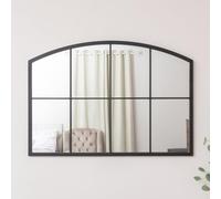 Melody Maison Black Arched Window Wall Mirror - 100cm x 70cm