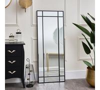 Melody Maison Black Framed Art Deco Wall / Leaner Mirror 142Cm X 54Cm