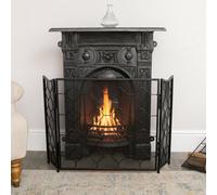 Melody Maison Black Geometric Detailed Metal Fire Screen - 106Cm X 62.5Cm