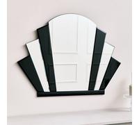 Melody Maison Black Glass Art Deco Arch Fan Wall Mirror 80cm X 60cm | Size: 80 cm X 60 cm Melody Maison Black 80 cm X 60 cm