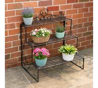 Melody Maison Black & Gold Metal Three Tier Plant Theatre Stand