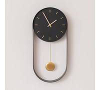 Melody Maison Black & Gold Pendulum Metal Analogue Wall Clock - 20Cm X 55Cm