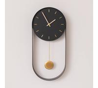 Melody Maison Black & Gold Pendulum Metal Analogue Wall Clock - 20cm X 55cm | Size: 20 cm X 55 cm Melody Maison Black 20 cm X 55 cm