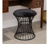 Melody Maison Black Metal Detailed Upholstered Dressing Table Stool