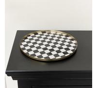Melody Maison Black Monochrome Checked Round Tray