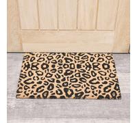 Melody Maison Black & Natural Leopard Print Coir Door Mat