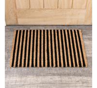 Melody Maison Black & Natural Striped Print Coir Door Mat 40Cm X 60Cm