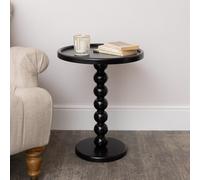 Melody Maison Black Painted Round Wooden Bobble Side Table - 45Cm X 56.5Cm
